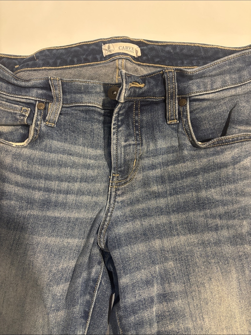 Carve Designs Distressed Light-Mid Blue Boyfriend Jeans - Picture 2 of 5